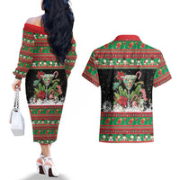 Sip Sparkle Sleigh Christmas Margarita Couples Matching Off The Shoulder Long Sleeve Dress and Hawaiian Shirt Funny Christmas Spirit - Wonder Print Shop