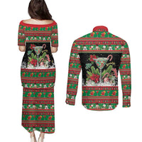 Sip Sparkle Sleigh Christmas Margarita Couples Matching Puletasi and Long Sleeve Button Shirt Funny Christmas Spirit - Wonder Print Shop
