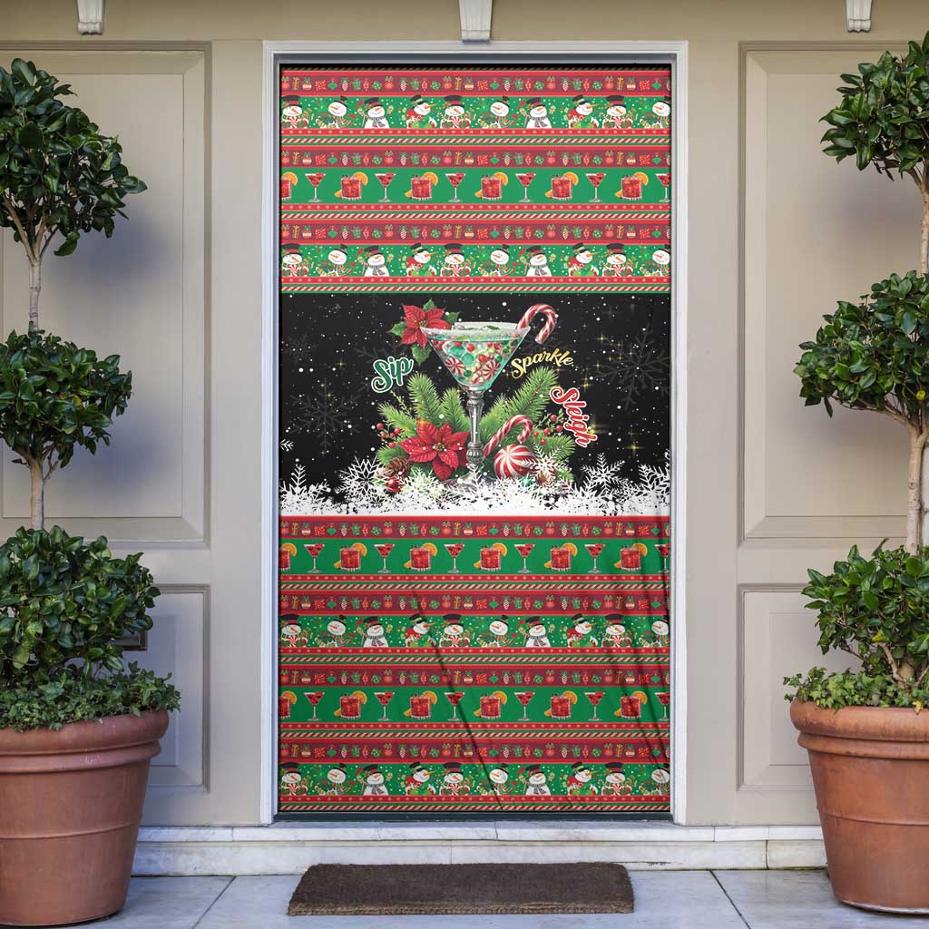 Sip Sparkle Sleigh Christmas Margarita Door Cover Funny Christmas Spirit - Wonder Print Shop