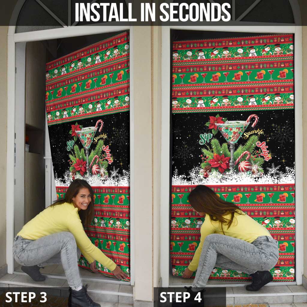 Sip Sparkle Sleigh Christmas Margarita Door Cover Funny Christmas Spirit - Wonder Print Shop
