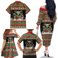 Sip Sparkle Sleigh Christmas Margarita Family Matching Off The Shoulder Long Sleeve Dress and Hawaiian Shirt Funny Christmas Spirit - Wonder Print Shop