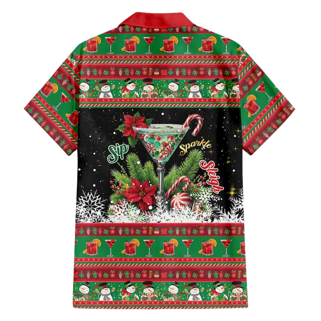 Sip Sparkle Sleigh Christmas Margarita Family Matching Off The Shoulder Long Sleeve Dress and Hawaiian Shirt Funny Christmas Spirit - Wonder Print Shop