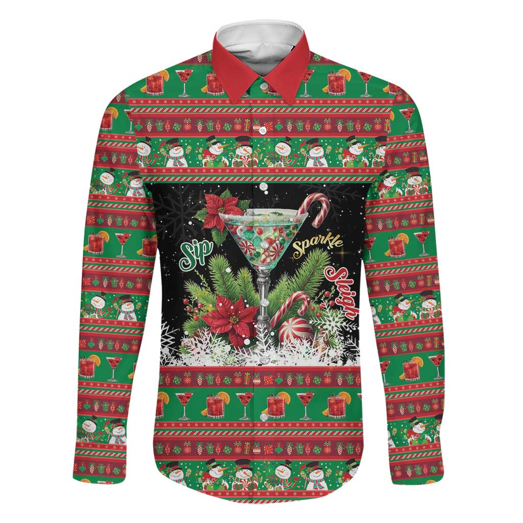 Sip Sparkle Sleigh Christmas Margarita Family Matching Off Shoulder Short Dress and Hawaiian Shirt Funny Christmas Spirit - Wonder Print Shop