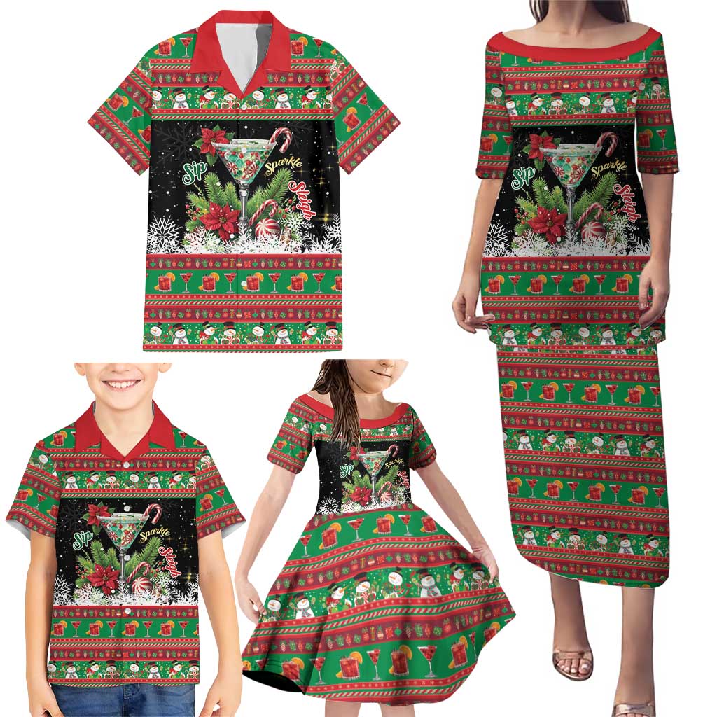 Sip Sparkle Sleigh Christmas Margarita Family Matching Puletasi and Hawaiian Shirt Funny Christmas Spirit - Wonder Print Shop