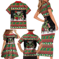 Sip Sparkle Sleigh Christmas Margarita Family Matching Short Sleeve Bodycon Dress and Hawaiian Shirt Funny Christmas Spirit - Wonder Print Shop