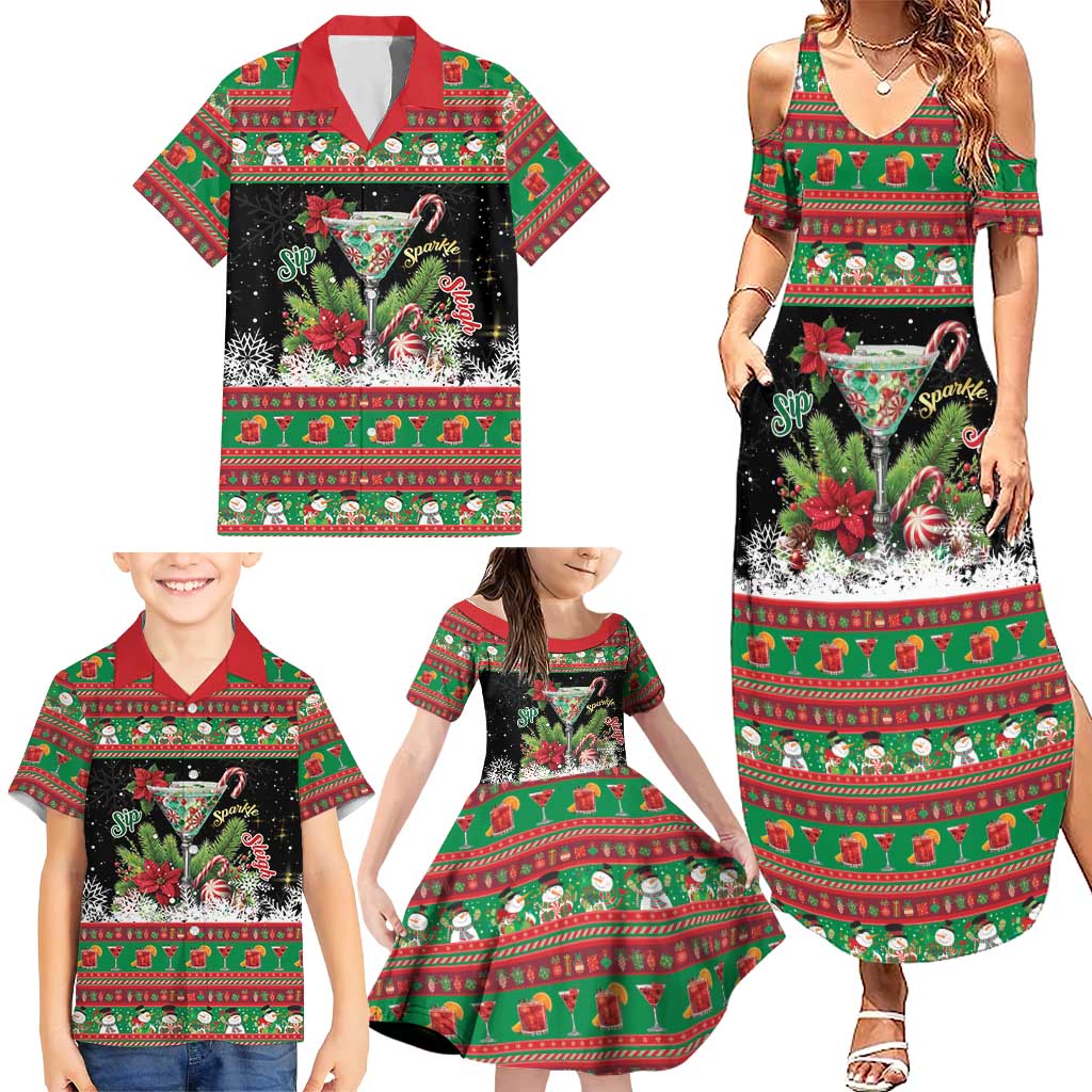 Sip Sparkle Sleigh Christmas Margarita Family Matching Summer Maxi Dress and Hawaiian Shirt Funny Christmas Spirit - Wonder Print Shop