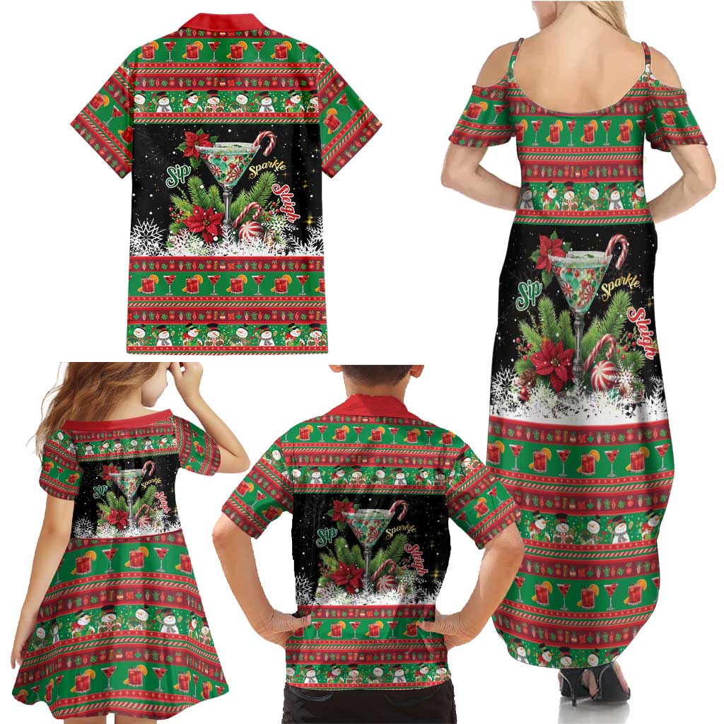 Sip Sparkle Sleigh Christmas Margarita Family Matching Summer Maxi Dress and Hawaiian Shirt Funny Christmas Spirit - Wonder Print Shop