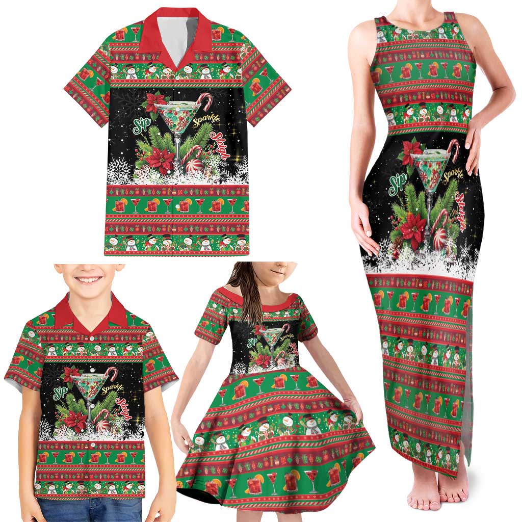 Sip Sparkle Sleigh Christmas Margarita Family Matching Tank Maxi Dress and Hawaiian Shirt Funny Christmas Spirit - Wonder Print Shop
