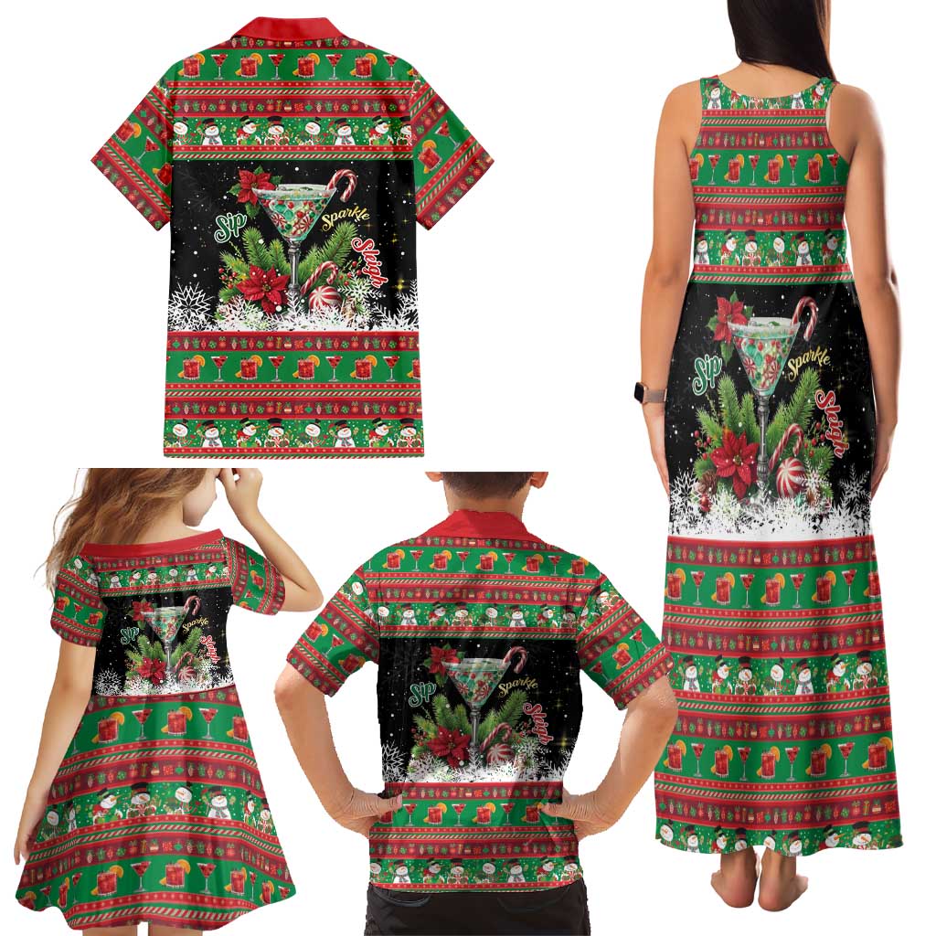 Sip Sparkle Sleigh Christmas Margarita Family Matching Tank Maxi Dress and Hawaiian Shirt Funny Christmas Spirit - Wonder Print Shop