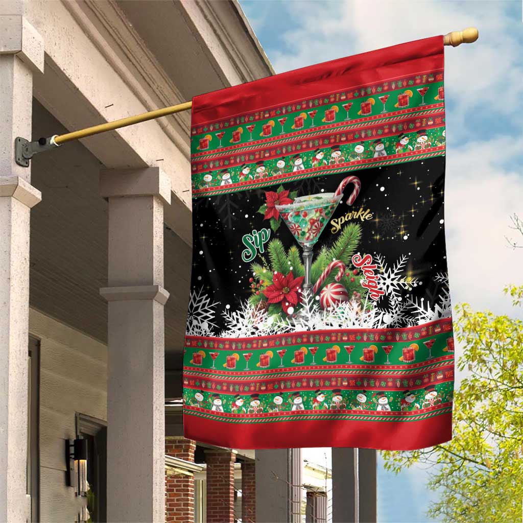 Sip Sparkle Sleigh Christmas Margarita Garden Flag Funny Christmas Spirit - Wonder Print Shop