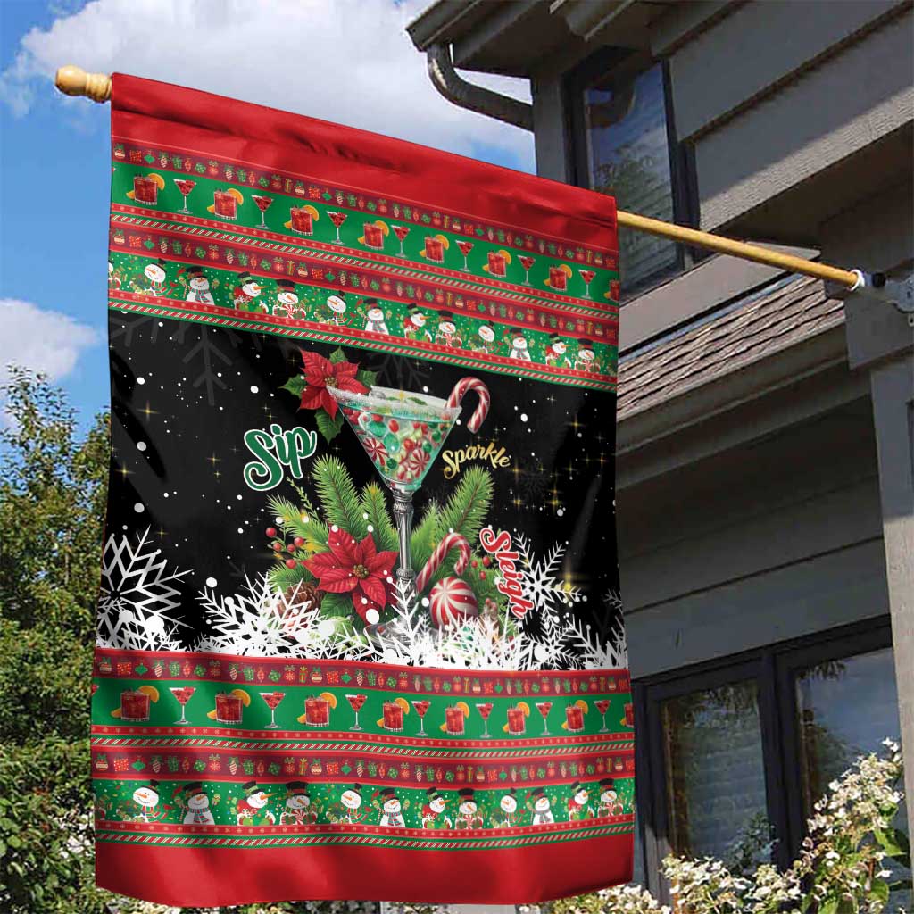 Sip Sparkle Sleigh Christmas Margarita Garden Flag Funny Christmas Spirit - Wonder Print Shop