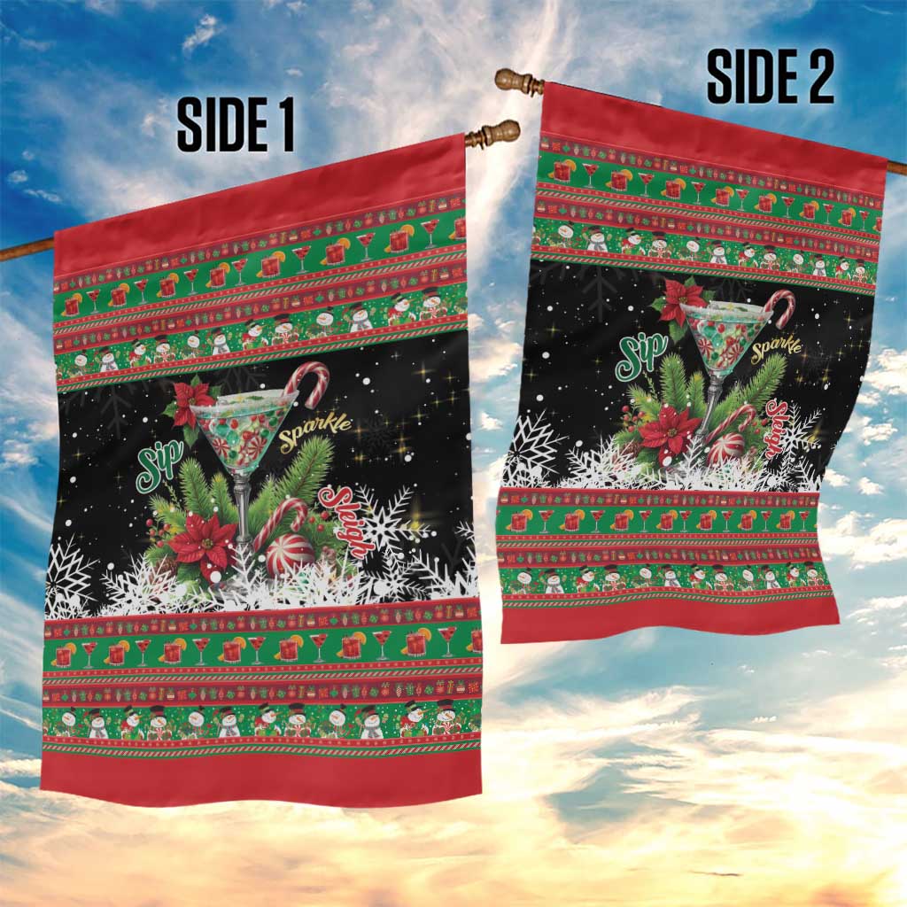 Sip Sparkle Sleigh Christmas Margarita Garden Flag Funny Christmas Spirit - Wonder Print Shop