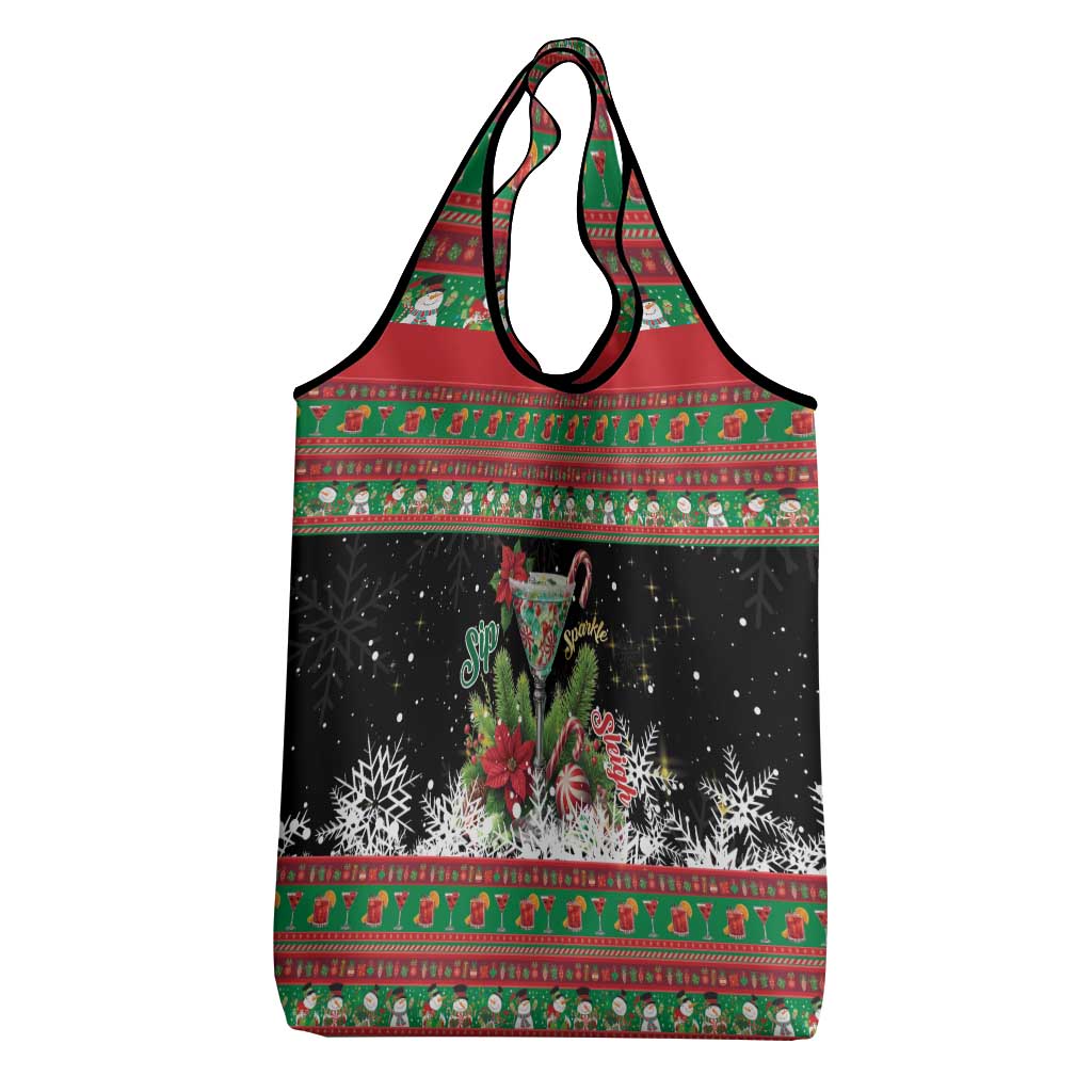 Sip Sparkle Sleigh Christmas Margarita Grocery Bag Funny Christmas Spirit - Wonder Print Shop