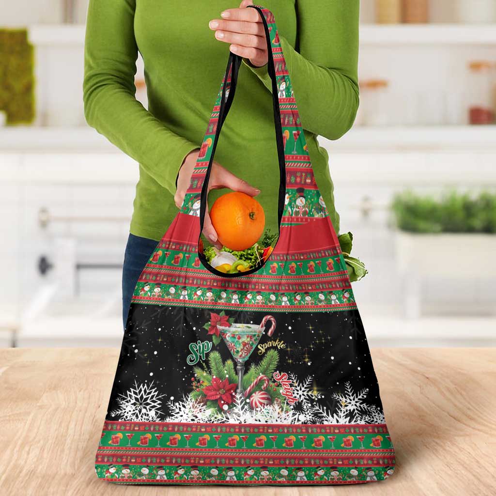 Sip Sparkle Sleigh Christmas Margarita Grocery Bag Funny Christmas Spirit - Wonder Print Shop