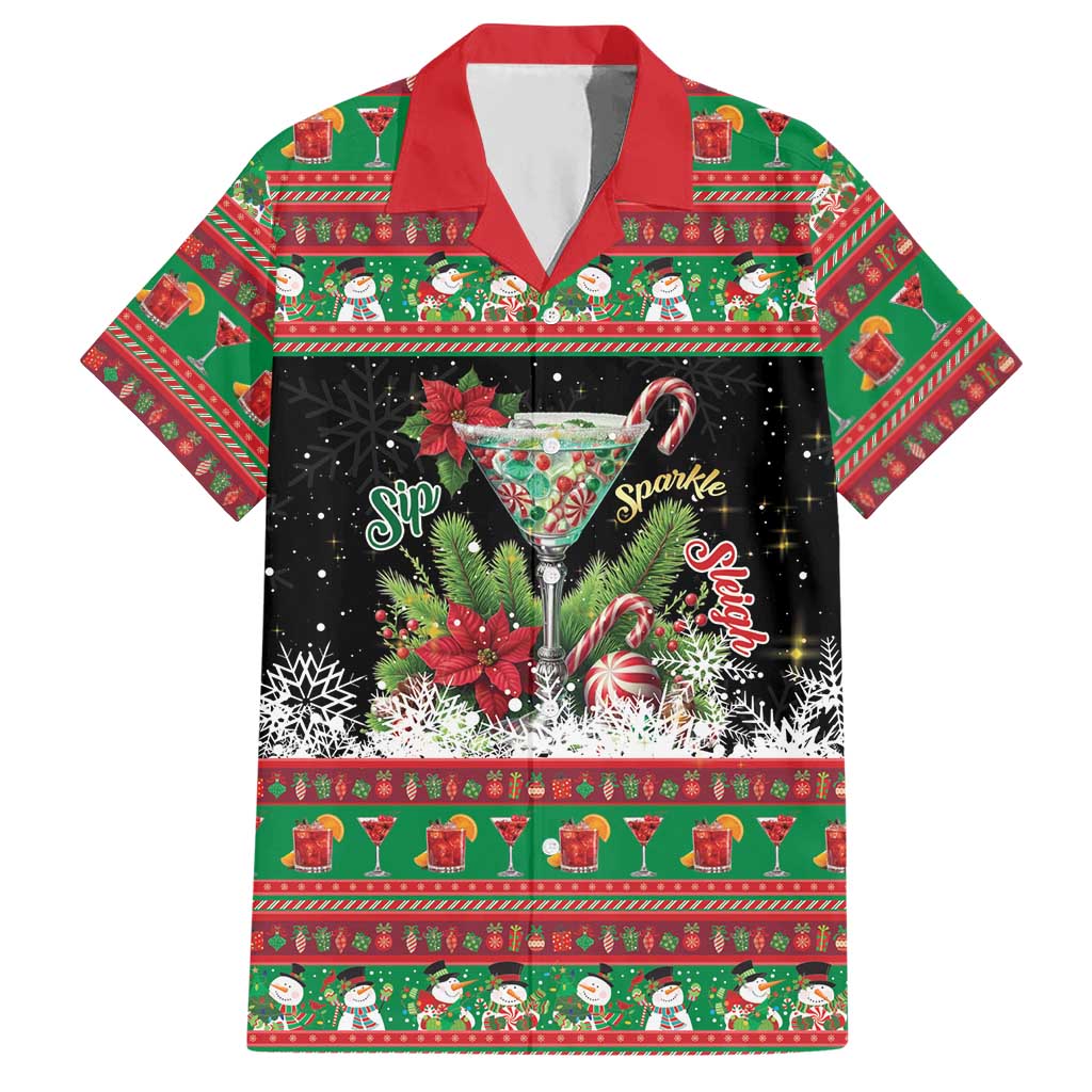 Sip Sparkle Sleigh Christmas Margarita Hawaiian Shirt Funny Christmas Spirit - Wonder Print Shop
