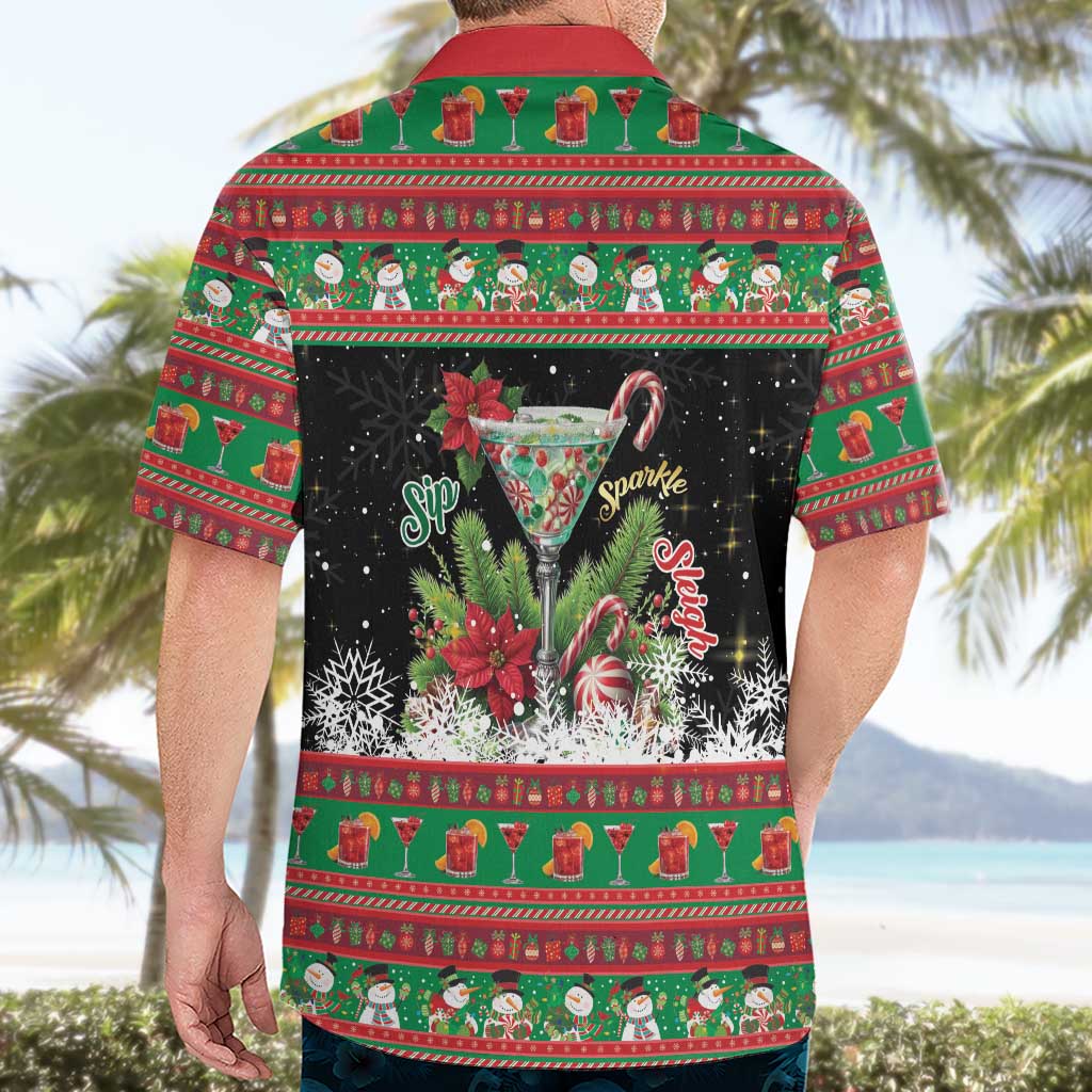 Sip Sparkle Sleigh Christmas Margarita Hawaiian Shirt Funny Christmas Spirit - Wonder Print Shop