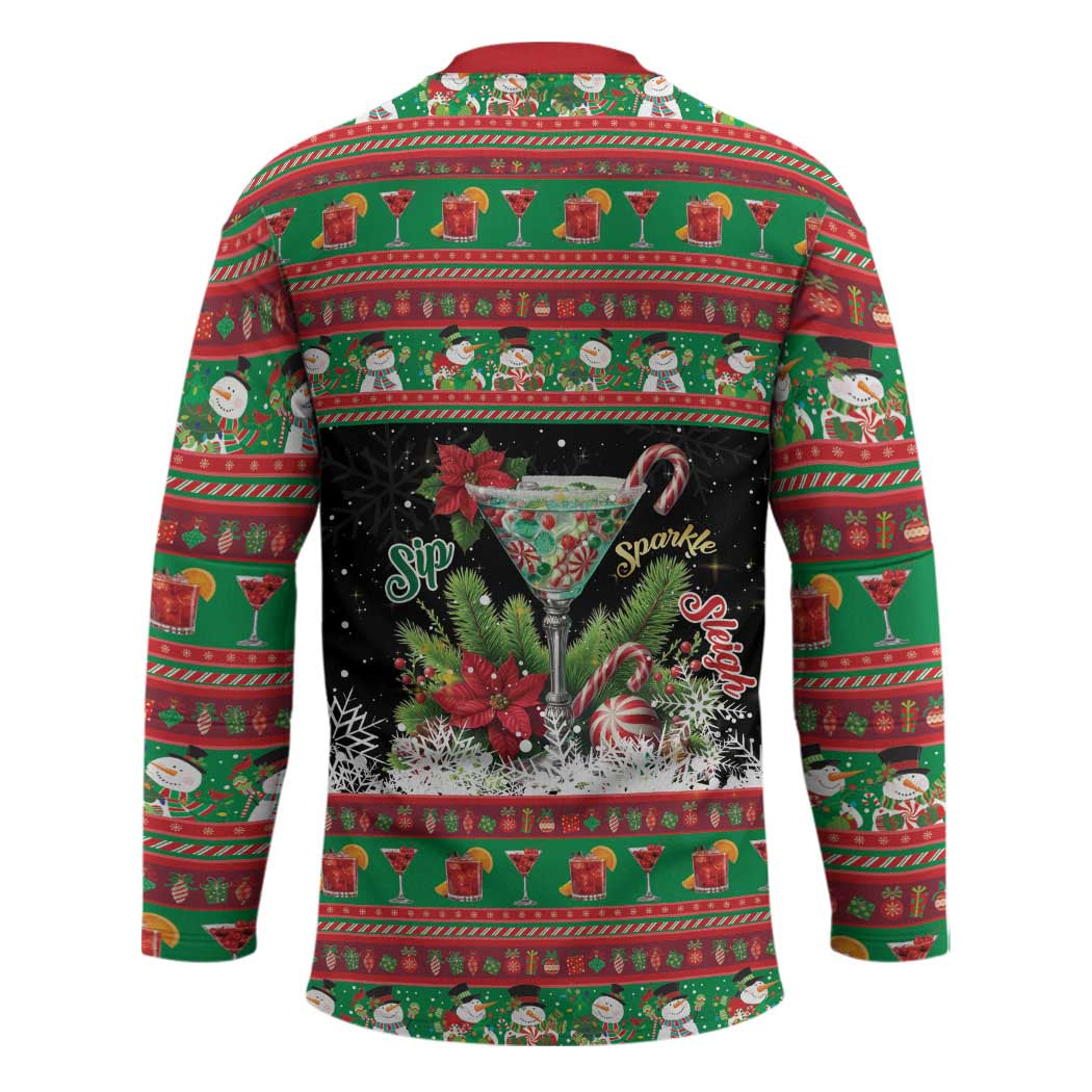 Sip Sparkle Sleigh Christmas Margarita Hockey Jersey Funny Christmas Spirit - Wonder Print Shop