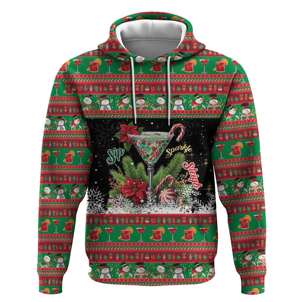 Sip Sparkle Sleigh Christmas Margarita Hoodie Funny Christmas Spirit - Wonder Print Shop