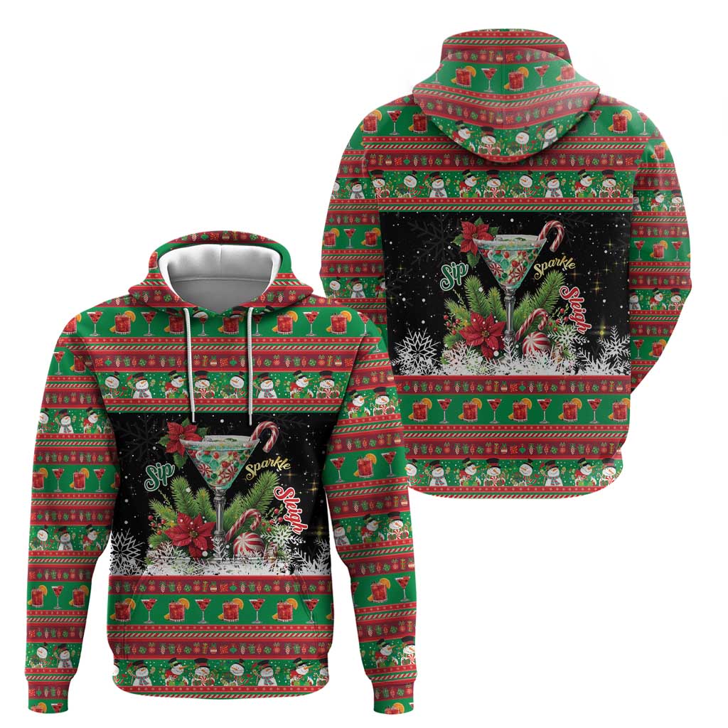 Sip Sparkle Sleigh Christmas Margarita Hoodie Funny Christmas Spirit - Wonder Print Shop