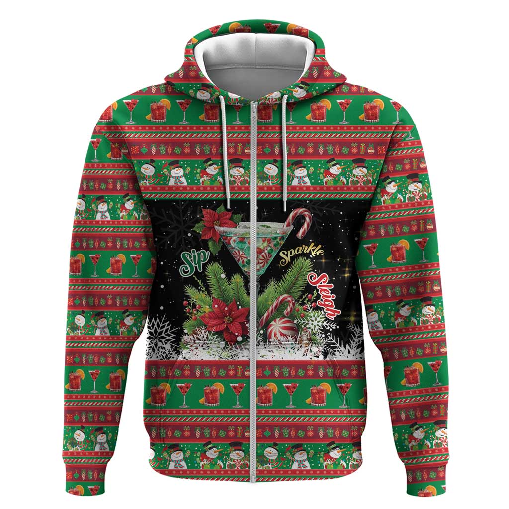 Sip Sparkle Sleigh Christmas Margarita Hoodie Funny Christmas Spirit - Wonder Print Shop