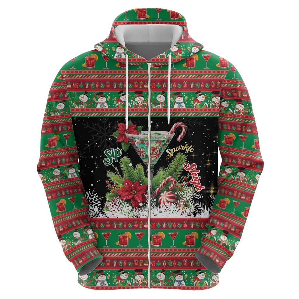 Sip Sparkle Sleigh Christmas Margarita Hoodie Funny Christmas Spirit - Wonder Print Shop