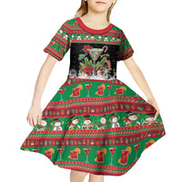 Sip Sparkle Sleigh Christmas Margarita Kid Short Sleeve Dress Funny Christmas Spirit - Wonder Print Shop