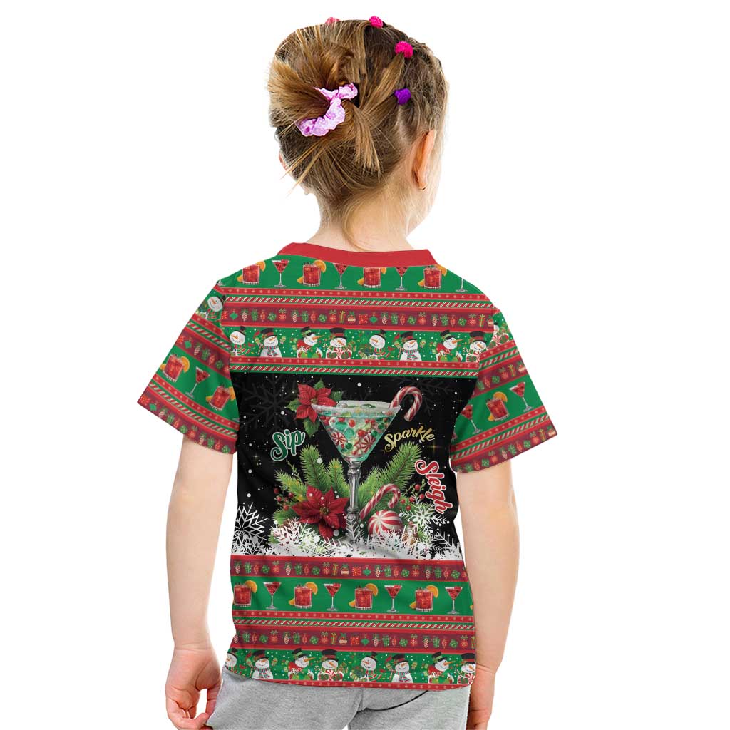 Sip Sparkle Sleigh Christmas Margarita Kid T Shirt Funny Christmas Spirit - Wonder Print Shop