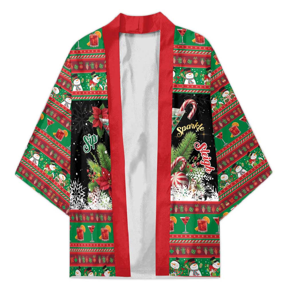 Sip Sparkle Sleigh Christmas Margarita Kimono Funny Christmas Spirit - Wonder Print Shop