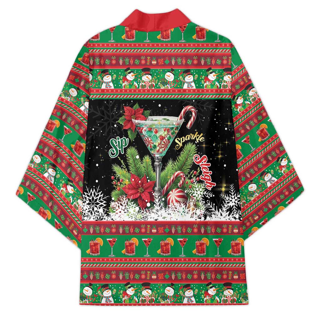 Sip Sparkle Sleigh Christmas Margarita Kimono Funny Christmas Spirit - Wonder Print Shop