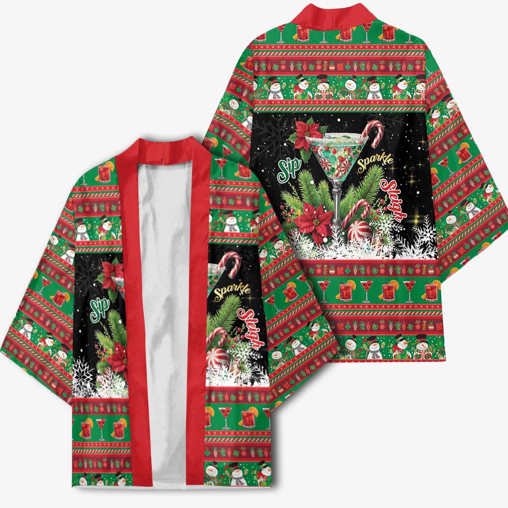 Sip Sparkle Sleigh Christmas Margarita Kimono Funny Christmas Spirit - Wonder Print Shop
