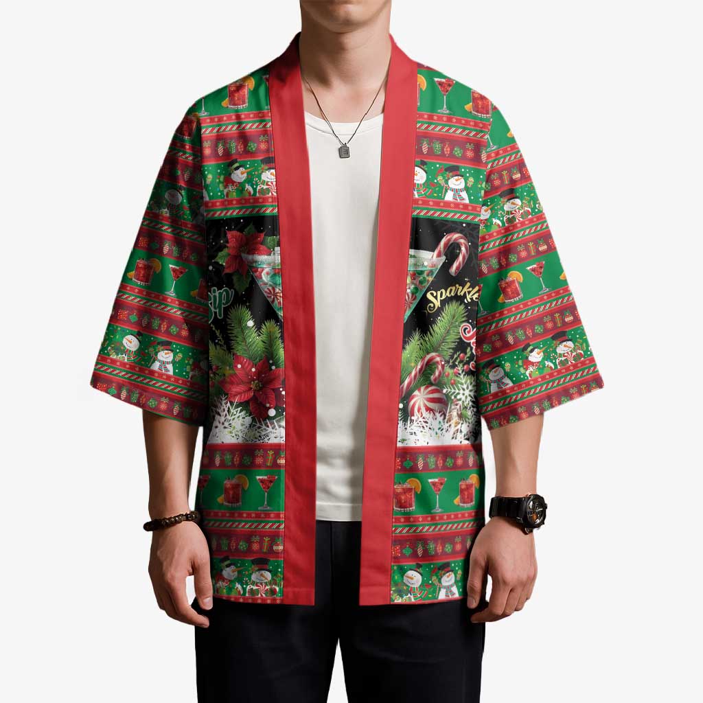 Sip Sparkle Sleigh Christmas Margarita Kimono Funny Christmas Spirit - Wonder Print Shop