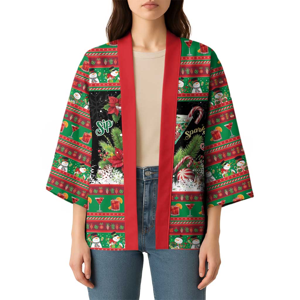 Sip Sparkle Sleigh Christmas Margarita Kimono Funny Christmas Spirit - Wonder Print Shop
