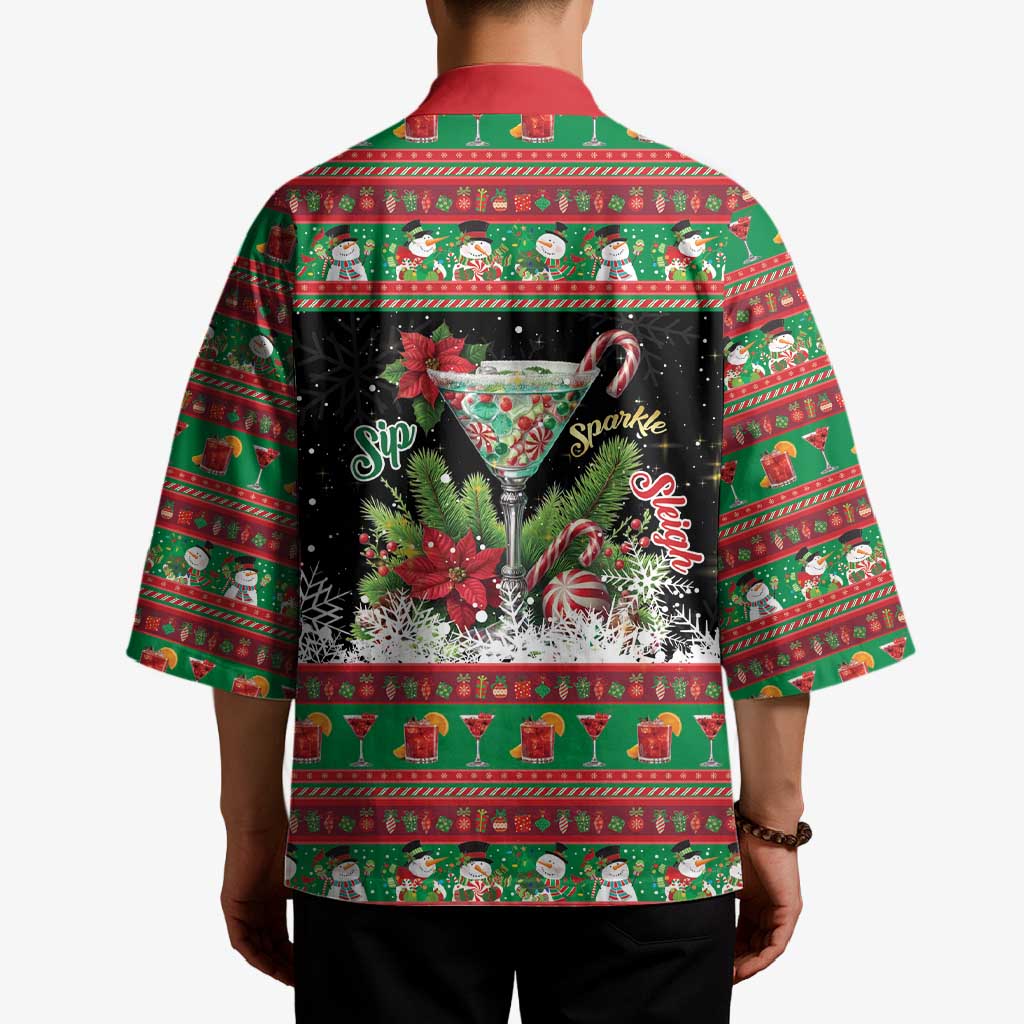Sip Sparkle Sleigh Christmas Margarita Kimono Funny Christmas Spirit - Wonder Print Shop