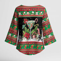 Sip Sparkle Sleigh Christmas Margarita Kimono Sleeve Blouse Funny Christmas Spirit - Wonder Print Shop