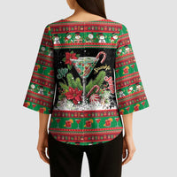 Sip Sparkle Sleigh Christmas Margarita Kimono Sleeve Blouse Funny Christmas Spirit - Wonder Print Shop