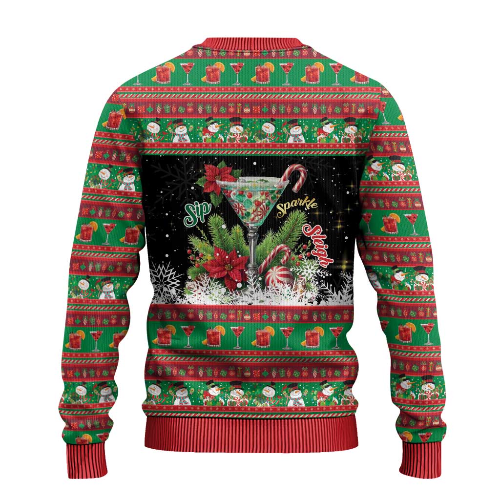 Sip Sparkle Sleigh Christmas Margarita Ugly Christmas Sweater Funny Christmas Spirit - Wonder Print Shop