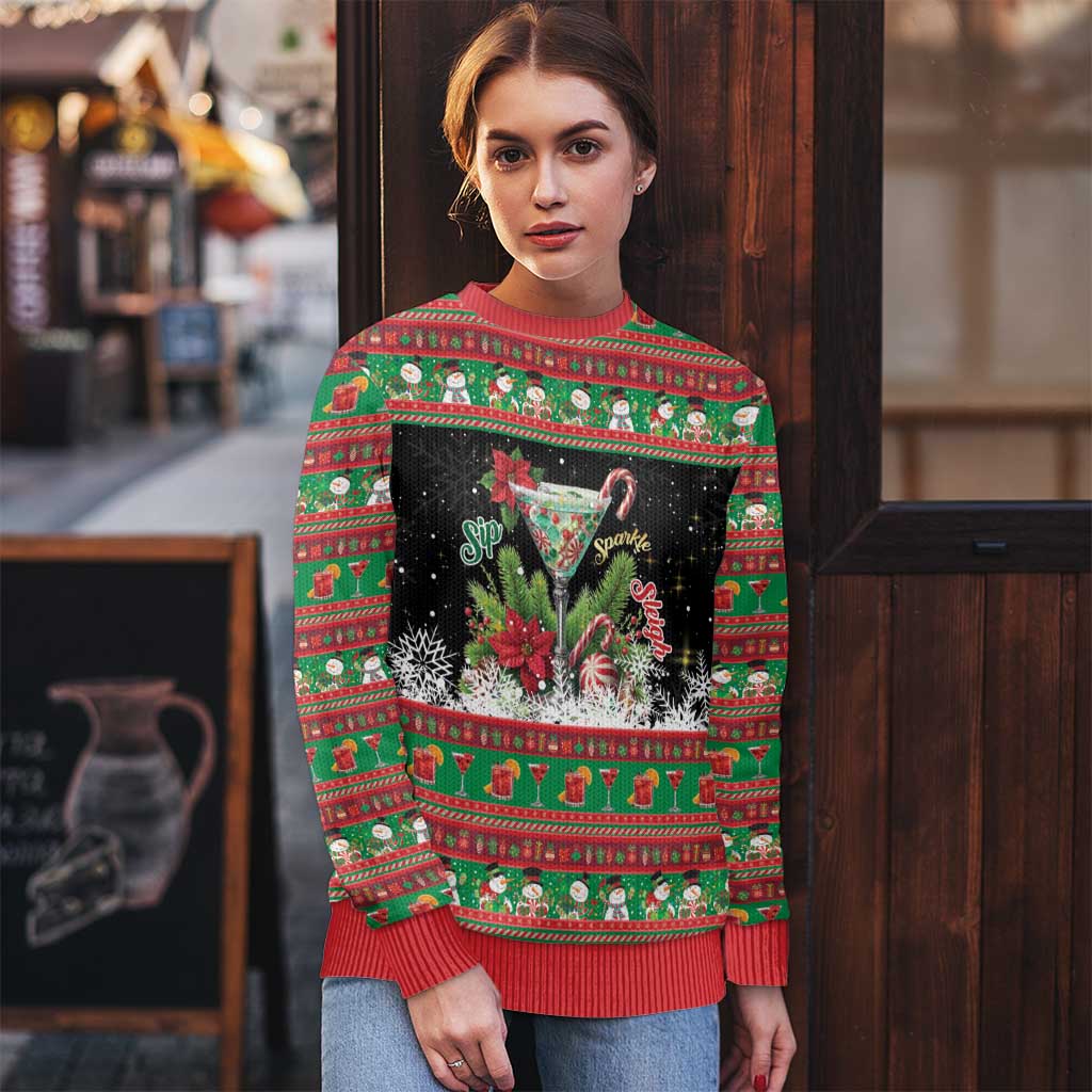 Sip Sparkle Sleigh Christmas Margarita Ugly Christmas Sweater Funny Christmas Spirit - Wonder Print Shop