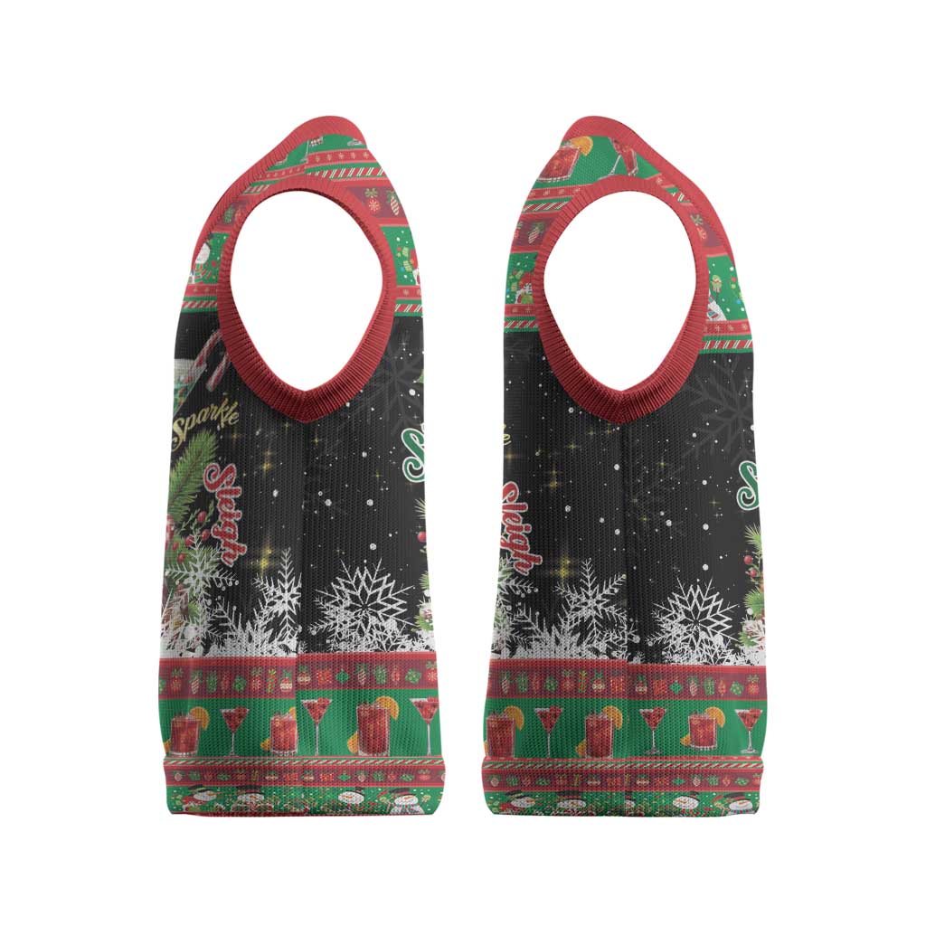 Sip Sparkle Sleigh Christmas Margarita Christmas Knitted V-Neck Vest Funny Christmas Spirit - Wonder Print Shop