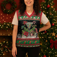 Sip Sparkle Sleigh Christmas Margarita Christmas Knitted V-Neck Vest Funny Christmas Spirit - Wonder Print Shop