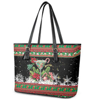 Sip Sparkle Sleigh Christmas Margarita Leather Tote Bag Funny Christmas Spirit - Wonder Print Shop
