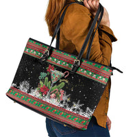 Sip Sparkle Sleigh Christmas Margarita Leather Tote Bag Funny Christmas Spirit - Wonder Print Shop