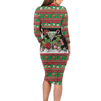Sip Sparkle Sleigh Christmas Margarita Long Sleeve Bodycon Dress Funny Christmas Spirit - Wonder Print Shop