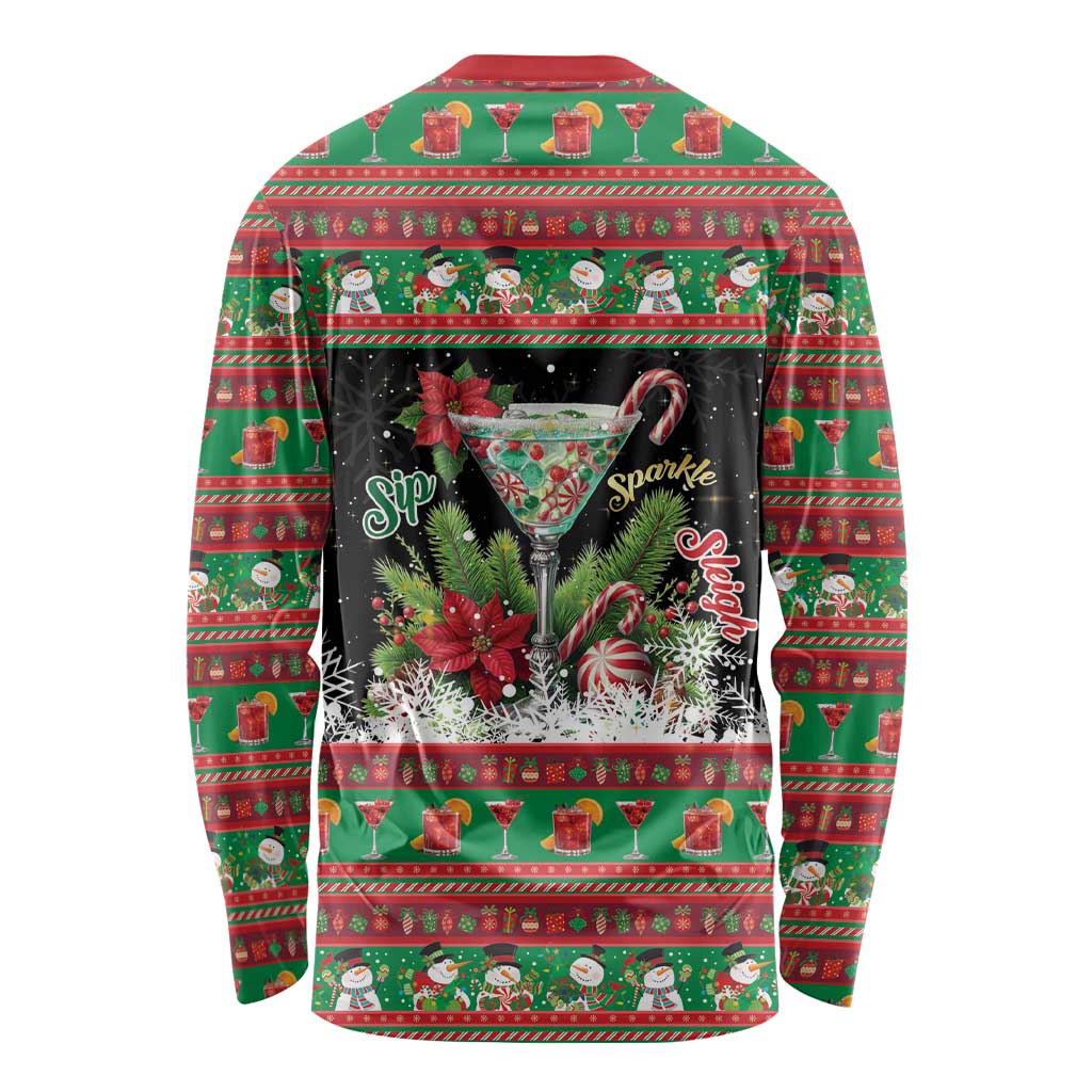 Sip Sparkle Sleigh Christmas Margarita Long Sleeve Shirt Funny Christmas Spirit - Wonder Print Shop