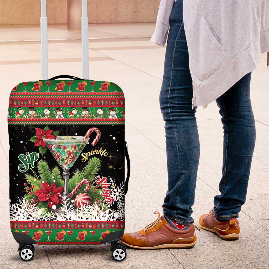 Sip Sparkle Sleigh Christmas Margarita Luggage Cover Funny Christmas Spirit - Wonder Print Shop