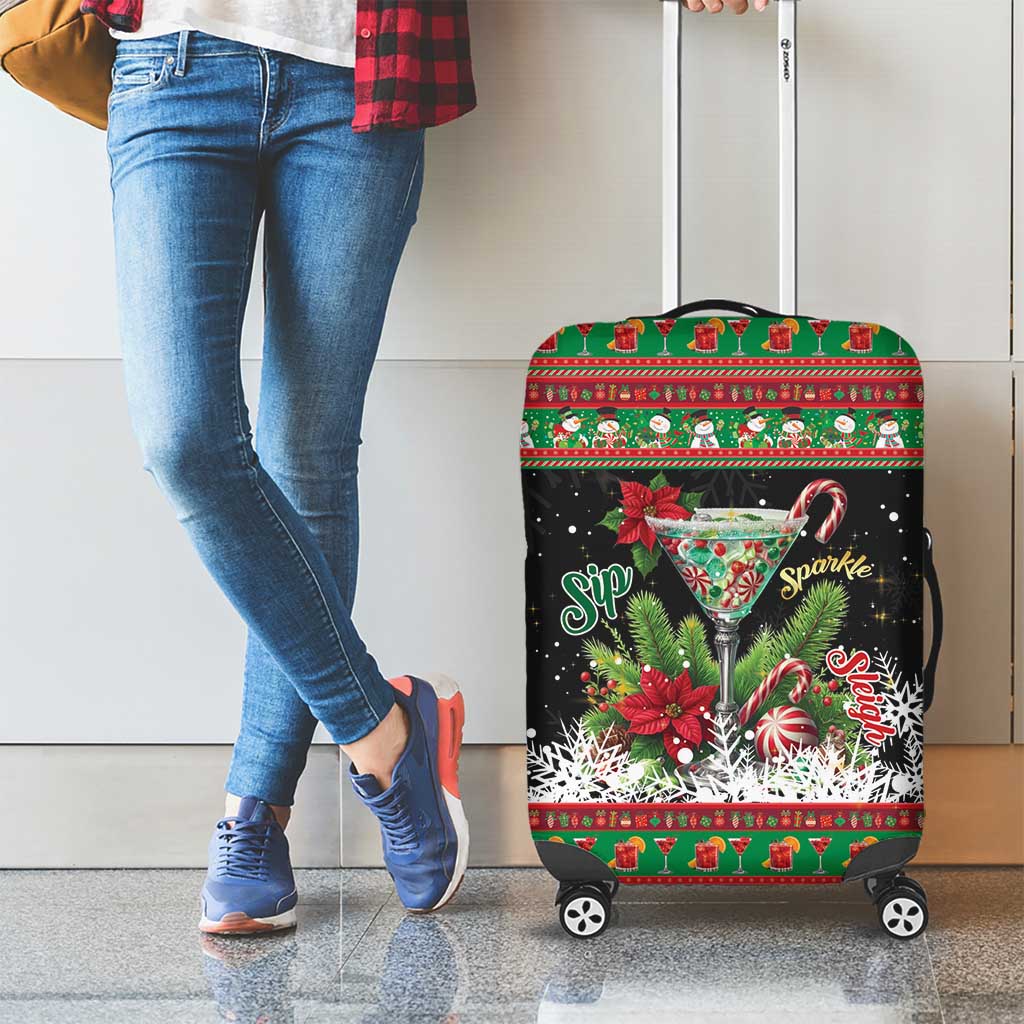 Sip Sparkle Sleigh Christmas Margarita Luggage Cover Funny Christmas Spirit - Wonder Print Shop