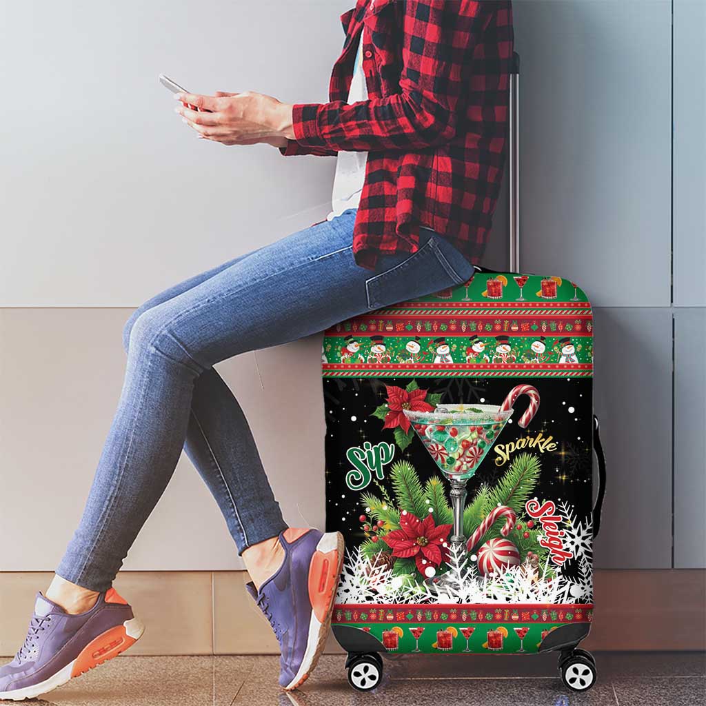 Sip Sparkle Sleigh Christmas Margarita Luggage Cover Funny Christmas Spirit - Wonder Print Shop