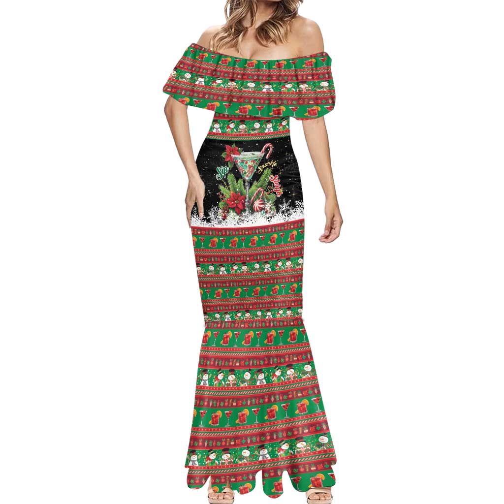 Sip Sparkle Sleigh Christmas Margarita Mermaid Dress Funny Christmas Spirit - Wonder Print Shop