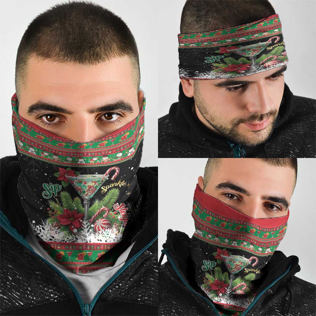Sip Sparkle Sleigh Christmas Margarita Neck Gaiter Funny Christmas Spirit - Wonder Print Shop