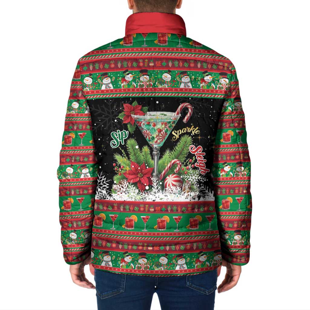 Sip Sparkle Sleigh Christmas Margarita Padded Jacket Funny Christmas Spirit - Wonder Print Shop