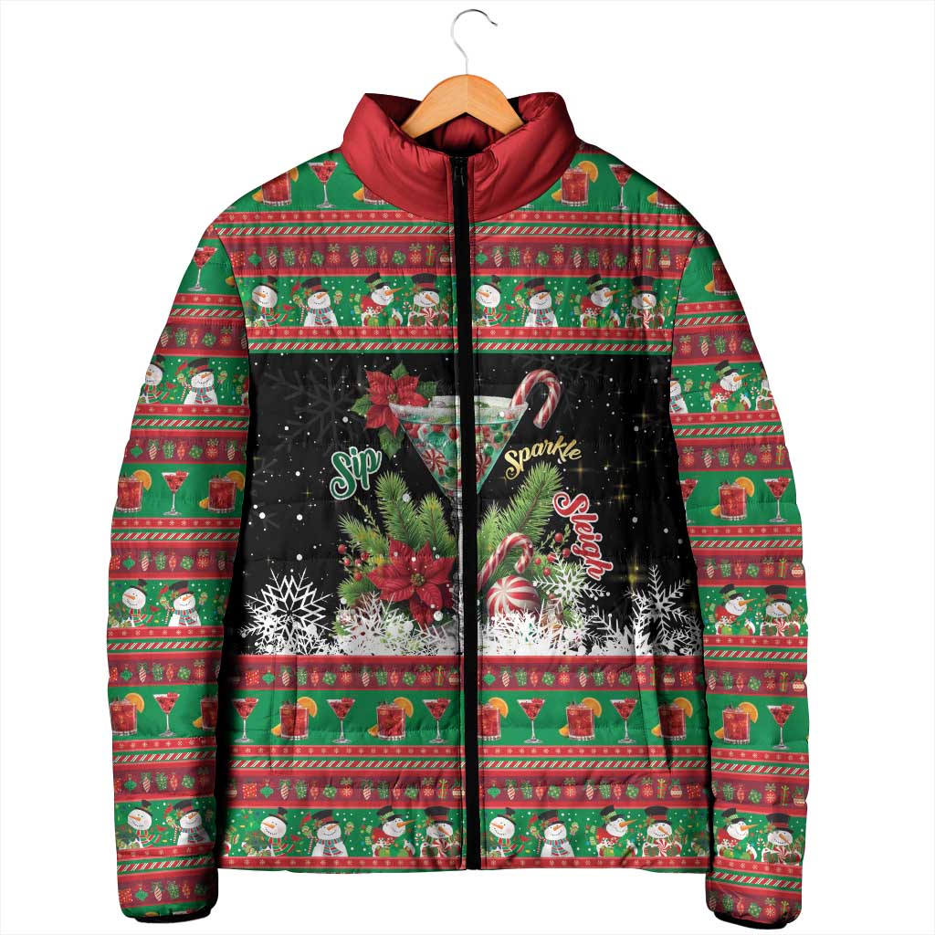 Sip Sparkle Sleigh Christmas Margarita Padded Jacket Funny Christmas Spirit - Wonder Print Shop